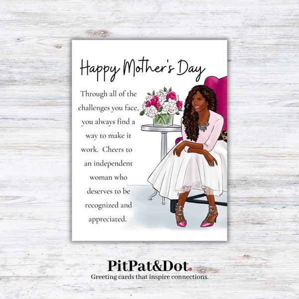 Black Mother's Day Card- Appreciation Card, Recognition, card for friend