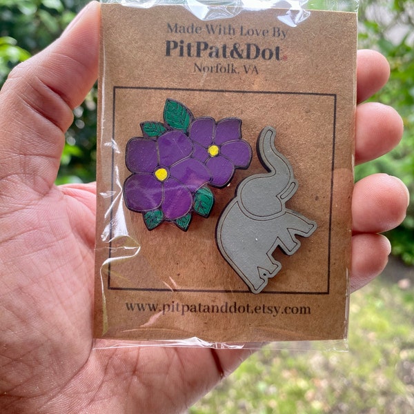 Violet Pin, Elephant Pin,  Magnet, Red and White Sorority