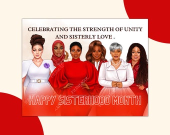 Red and White Sorority, Sisterhood Month Card