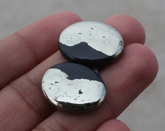 Golden Apache Pyrite Pair Cabochon.. Oval Cabochon...22x12x3 mm..31 Cts..#G155 Apache Pyrite Cabochon Pair..
