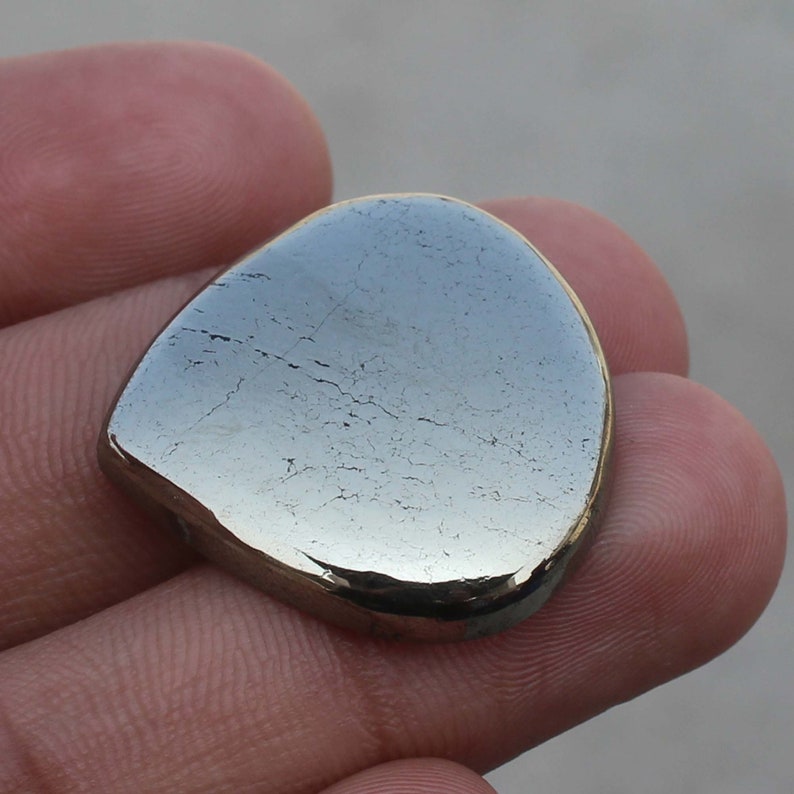 Golden Apache Pyrite Gemstone Loose Handmade Stone Wire Wrapping Jewelry Making 28X27X06 MM Natural Golden Apache Pyrite Cabochon US-2836