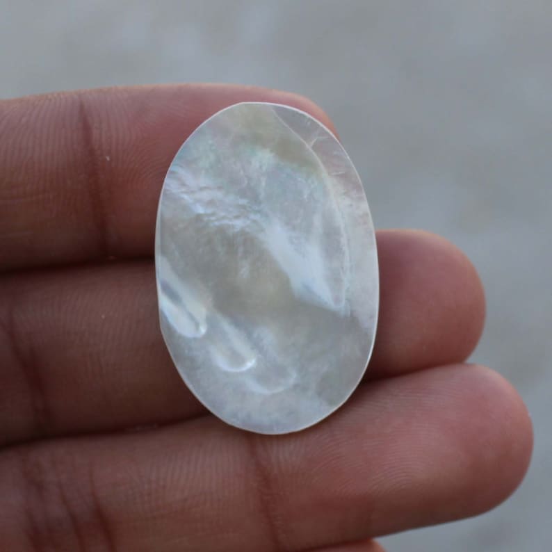 Classic Mother Of Pearl White Mother Of Pearl 33X22X04 MM Oval Slab Mother Of Pearl Wholesale Price Wire Wrapping US-2392