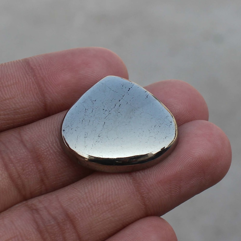 Golden Apache Pyrite Gemstone Loose Handmade Stone Wire Wrapping Jewelry Making 28X27X06 MM Natural Golden Apache Pyrite Cabochon US-2836