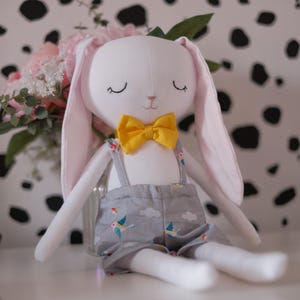 Bunny-pop, konijnenpop, handgemaakte pop, erfstuk stoffen pop, stoffen pop, stoffen konijn, babypop, knuffeldier, speelgoed voor kinderen, 16 inch