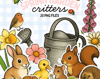 Bundle de cliparts bestioles de jardin – 20 images PNG | Animaux sauvages et fleurs, Animaux de la nature fantaisistes, Fond transparent