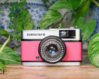 Olympus Trip 35 Vintage 35mm Film Camera - Lipstick Pink | Tested & Fully Refurbished | 100 Day Guarantee | Complete Instructions Included