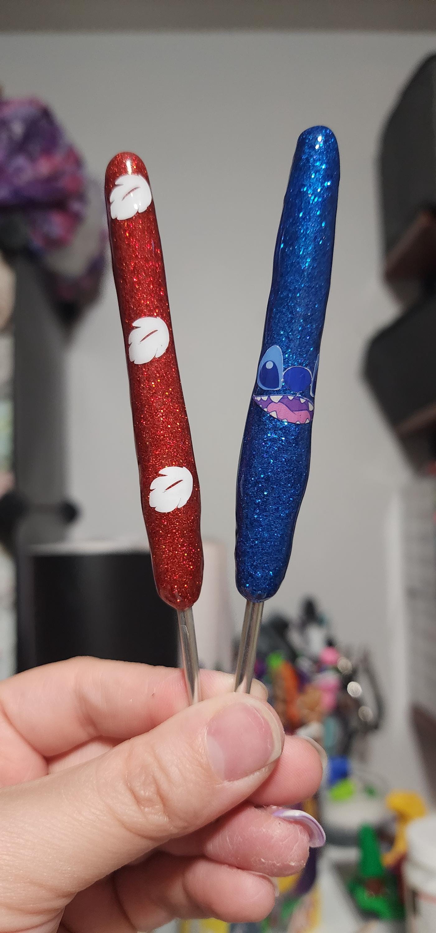 Ergonomic Crochet Hook, Lilo & Stitch inspired Crochet Hook, Glitter Crochet Hook, Amigurumi Crochet Hook, Stitch, Lilo,