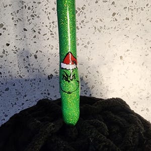 Ergonomic Crochet Hook, Mean One inspired Crochet Hook, Glitter Crochet Hook, Christmas Crochet Hook