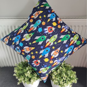 Handmade Rockets & Planets 40.5cm (16&quot;) Cushion Cover