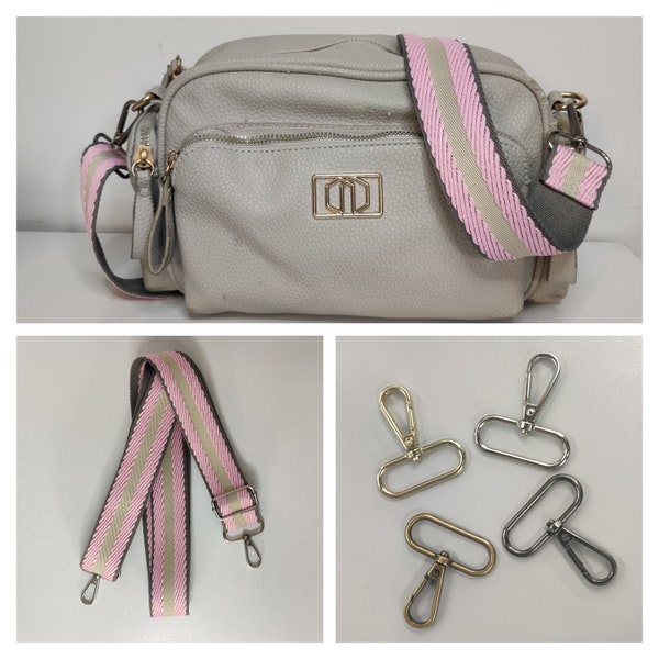 Rosa & Beige Streifen Crossbody Verstellbare Tasche / Geldbörse Straps