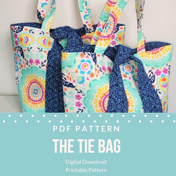 Fabric Tie bag / Bow Bag PDF Sewing Pattern / Super Easy Bag Beginner Sewing Instructions