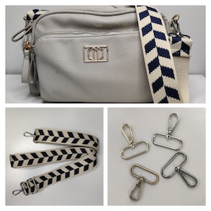 Navy & Cream Crossbody verstellbare Tasche / Geldbörse Riemen