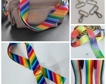 Extra Long Rainbow Pride Crossbody Adjustable Bag / Purse Straps