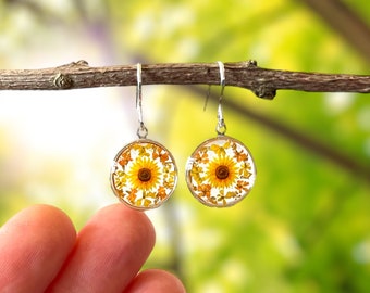 Sterling Silver sunflower earrings, sunflower earrings, sunflower earrings for women, sunflower jewellery, sunflower jewelry, sunflower gift