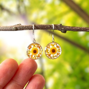 Sterling Silver sunflower earrings, sunflower earrings, sunflower earrings for women, sunflower jewellery, sunflower jewelry, sunflower gift