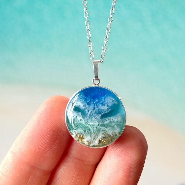 Seaside necklace, ocean necklace, beach necklace, sea themed jewellery, sea themed jewelry, wave necklace, beach lover gift, sea pendant