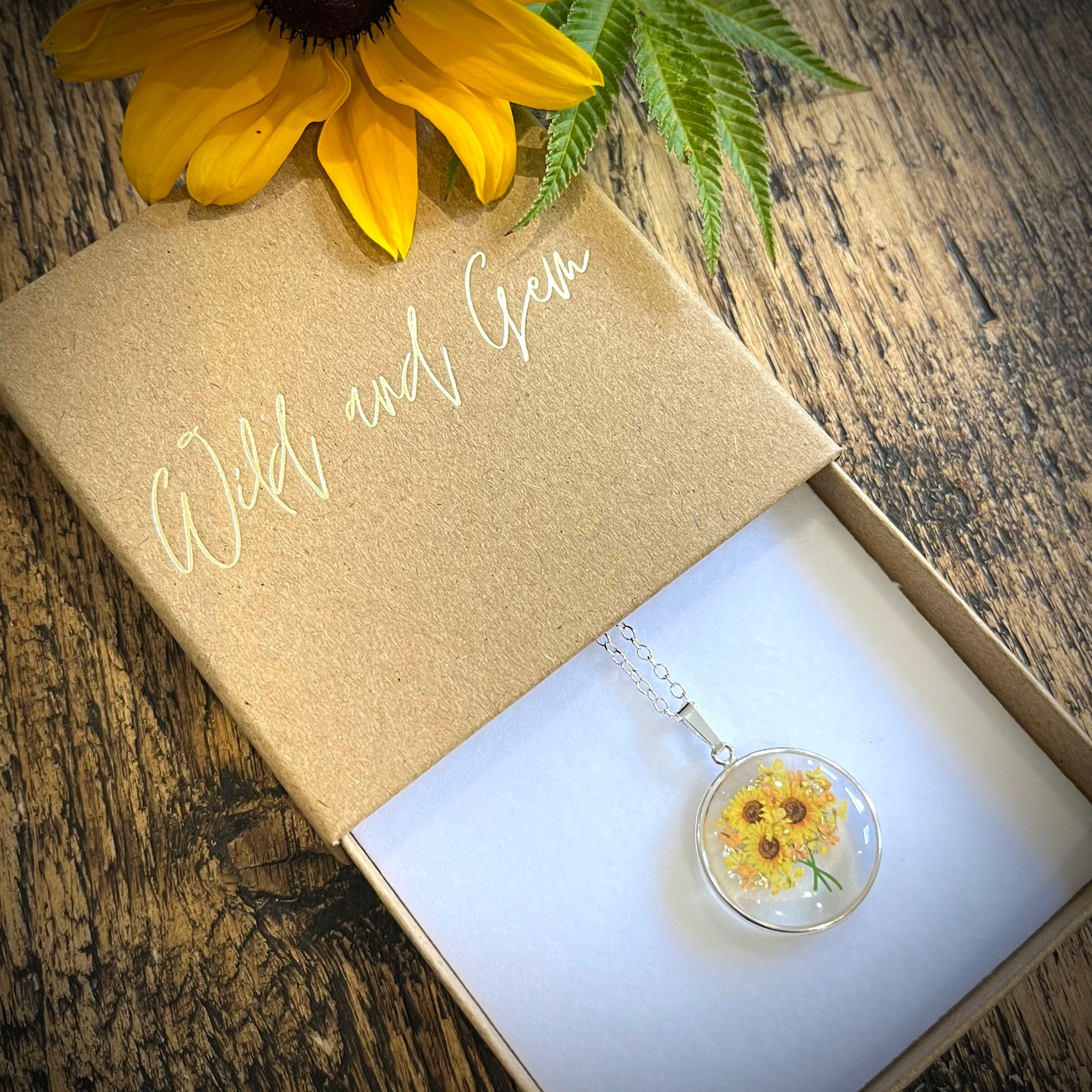 Sunflower Bunch Necklace, Sunflower Pendant, Sunflower Jewellery