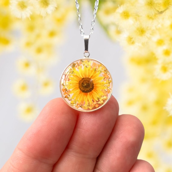 Sterling Silver Sun FLOVER - Yellow Resin Sterling Silver Sun FLOVER - Yellow Resin