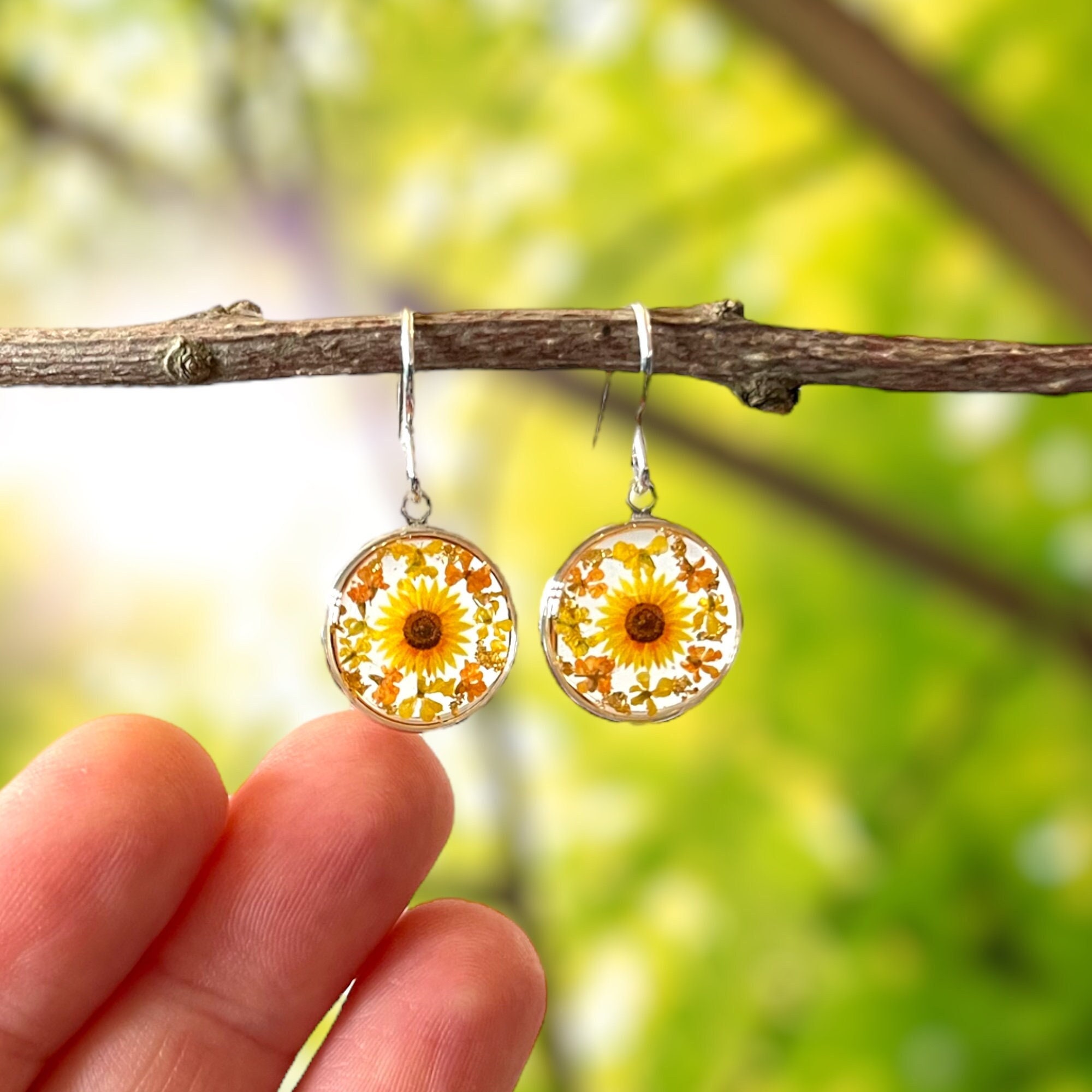 Sterling Silver Sun FLOVER - Yellow Resin Sterling Silver Sun FLOVER - Yellow Resin