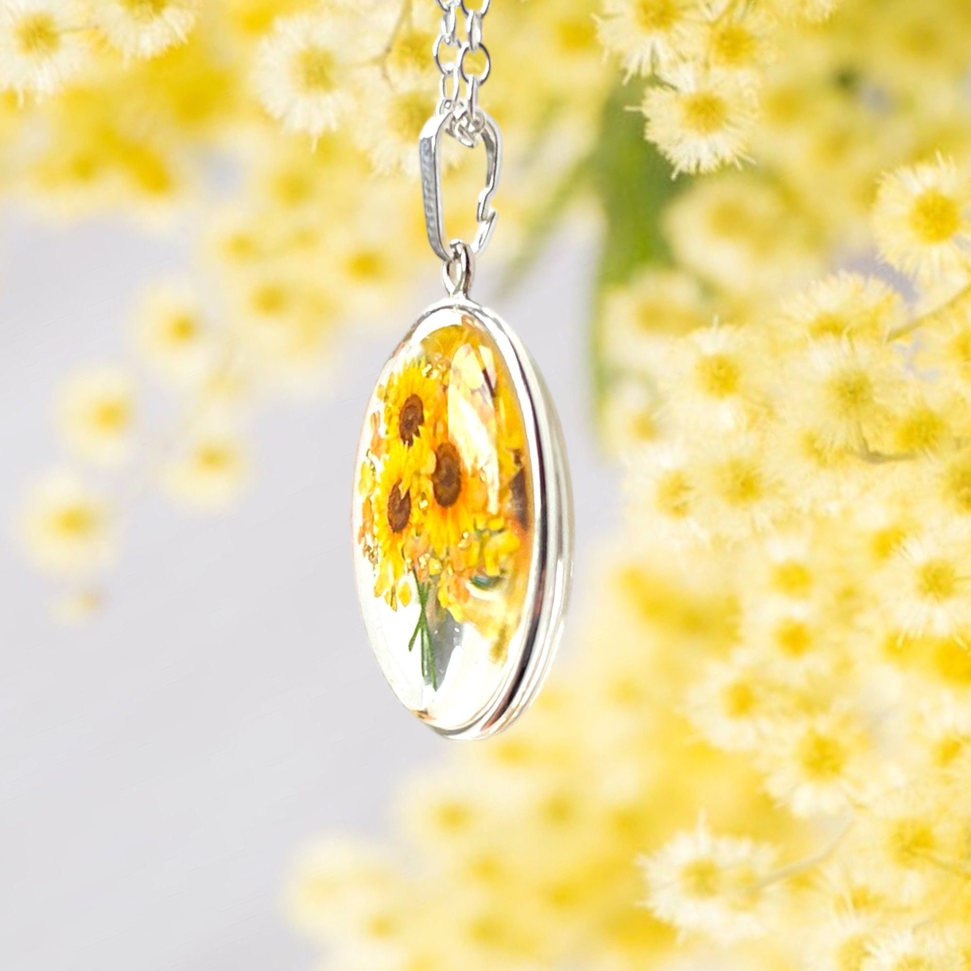 Sunflower Bunch Necklace, Sunflower Pendant, Sunflower Jewellery