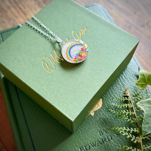 Sterling silver rainbow necklace, rainbow pendant, rainbow jewellery, rainbow gift, pride necklace, pride jewellery, real flower necklace image 5
