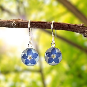 Sterling silver forget me not earrings, forget me not jewellery, forget me not jewelry, forget me not gift, forget-me-not earrings
