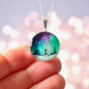 Personalised Northern Lights necklace, Northern Lights necklace, Aurora Borealis jewellery, Northern lights jewellery, Night sky necklace