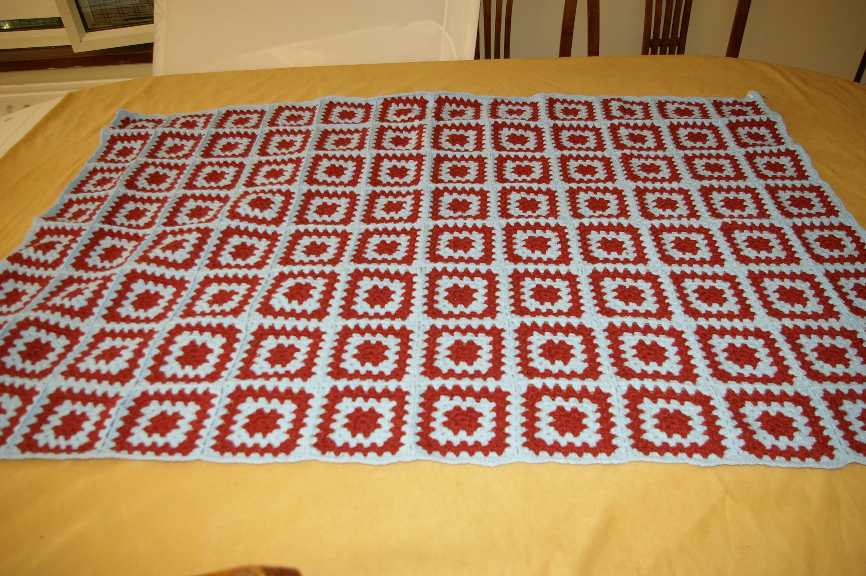 Crochet knee rug blue and burgundy Etsy