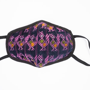 Mayan Face Mask MADE IN GUATEMALA, Washable, Huipil, Nahualá, Embroidered, Indigenous design, size small