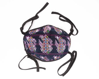 Guatemalteeks Maya Gezichtsmasker - Stropdas snaren - Nahualá | Huipil | Geborduurd, wasbaar, herbruikbaar | Inheemse opzet | Unisex