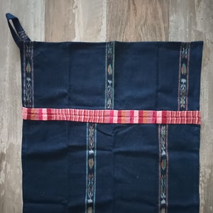 Guatemalan Mayan Kitchen Towel | Style-C-23 | Navy Blue with Embroidery | Indigenous Design | Handmade