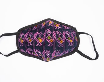 Maya Gezichtsmasker gemaakt in Guatemala, Wasbaar, Huipil, Nahualá, Geborduurd, Inheems ontwerp, grootte klein
