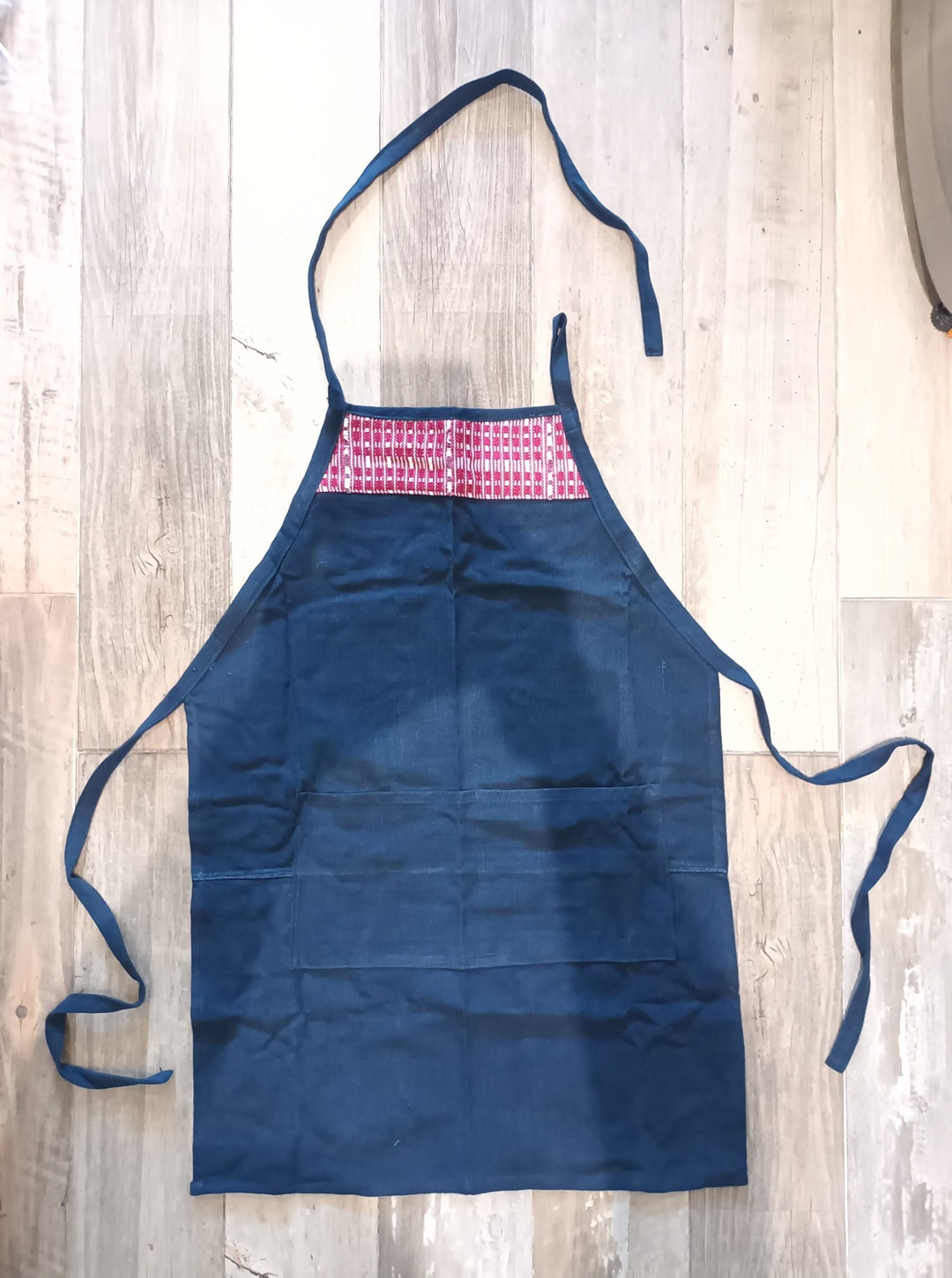 Guatemalan Mayan Kitchen Apron | Style-001 | Navy Blue With Embroidery ...