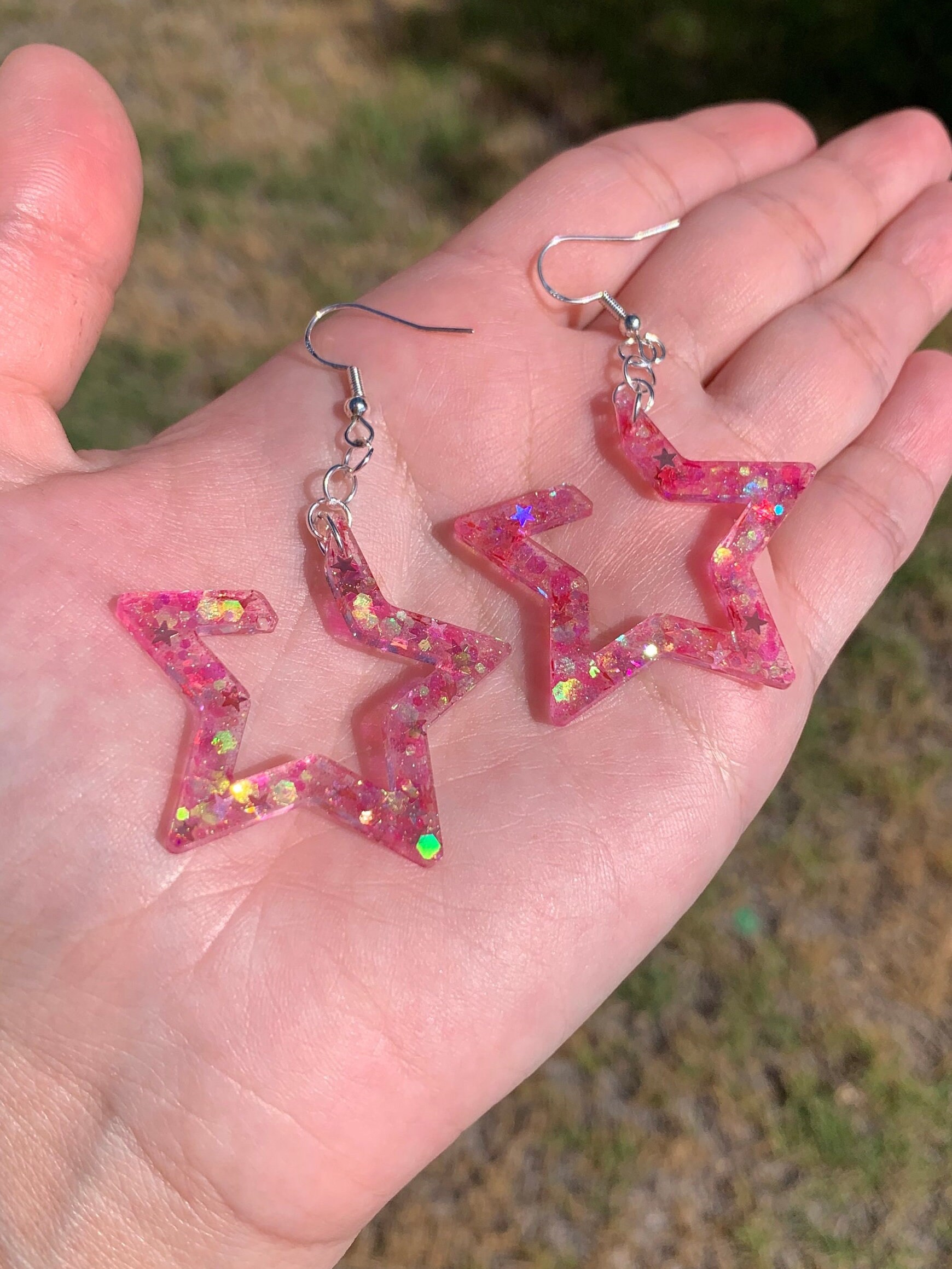 Glitter Star Earring Etsy Canada