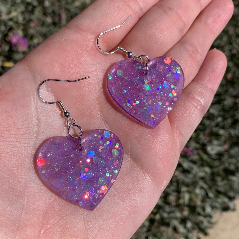 Glitter Earrings in Purple main image 1