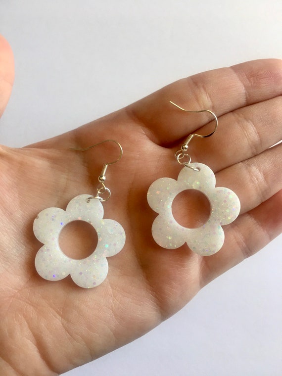 White 70s earrings best sale