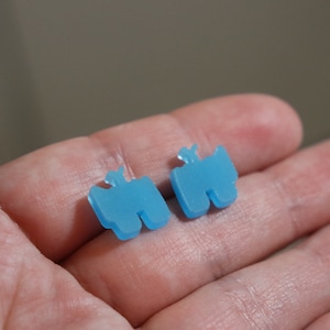 Blue Glow Among Us Dead Crewmate Resin Stud Earrings | Stainless Steel Posts | Glows in the Dark & UV Light