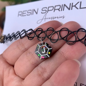 Customized Initial Choker Necklace | Handmade “Pick Your Letter” Tattoo Choker Necklace | Black Custom Hexagon Jewelry | Personalized Gifts