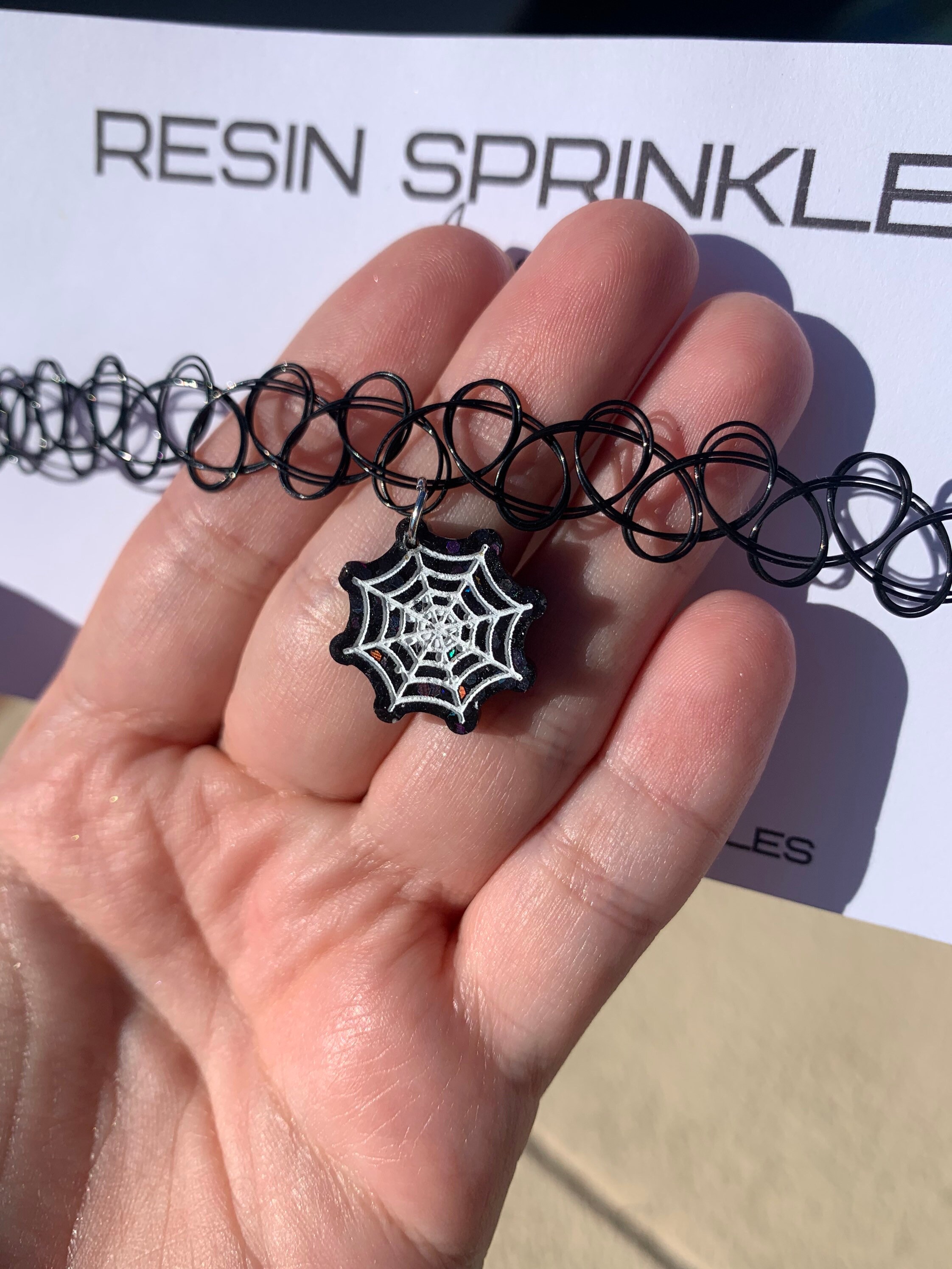 Black Spider Web Tattoo Choker Necklace | 90s Choker Necklace W ...