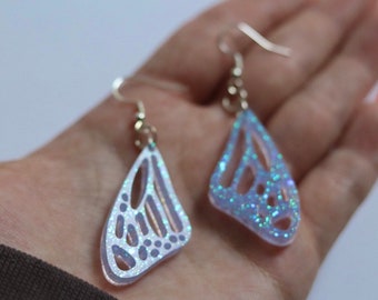 Iridescent Purple Fairy Wing Earrings | Handmade Sparkly Resin Jewelry | Hypoallergenic Accessories | Unique Gifts for Women