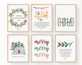 Christmas Printable Gallery Wall Art Bundle, Set of 9 Xmas Art Prints,  Christmas Digital Download, Bible Christmas quotes