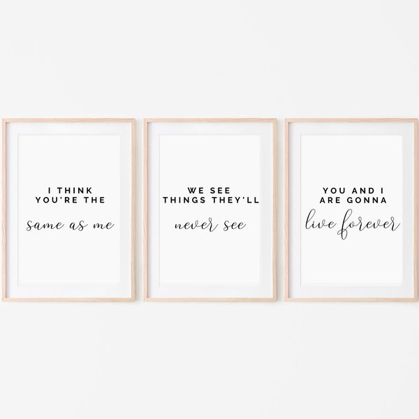 Set of 3 Prints | Live Forever - Oasis - Song Lyric Print / Poster - A4 or 16x20in or 20x30in - Digital Download