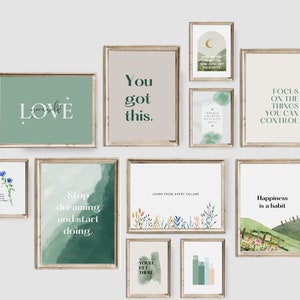 Green Office Wall Art | Set of 25 PRINTABLES, Home Office Decor Office ...