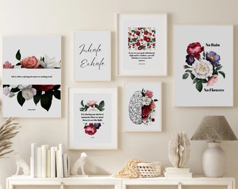 office wall art | set of 6 PRINTABLES | home office decor | therapist office Inspirational Quote Prints, Motivational Prints, Vision board