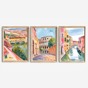Italy Travel Wall Art (3 Files) | Digital Download | Rome Venice Florence painting