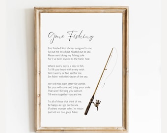 Gone Fishing Poem Ready to Print, Celebration of Life Poem for Fisherman, Funeral Memorial Poem, Memorial Table Poem, Remembrance Poem