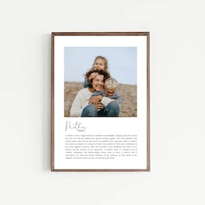 Impressão de definição de mãe personalizada, foto de dia das mães, presente da filha - pôster de definição de mãe personalizado, primeiro presente de dia das mães digital