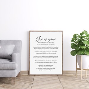 She is Gone | David Harkins Printable Poem, Digital Download, Grief ...