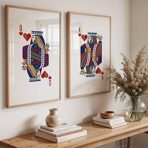 King and Queen Playing Card Set | His & Hers Wall Art | Digital Download | Retro Decor | Vintage Style | Set of 2 Prints