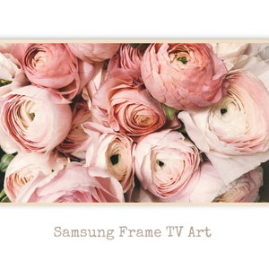 4K Spring Samsung Frame TV Art, Peonies Pastel Pink Flowers Art, Romantic Rose Blossom, Boho Floral Digital Artwork